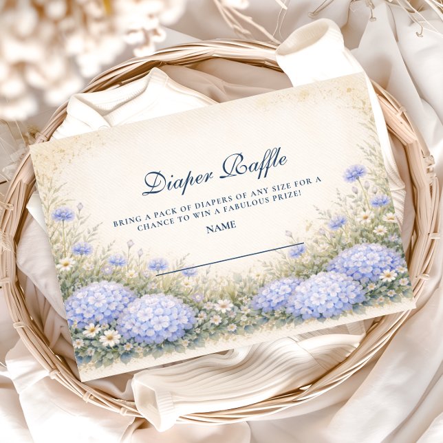 Elegant Dusty Blue Hydrangea Garden Diapper Raffle Enclosure Card (Creator Uploaded)