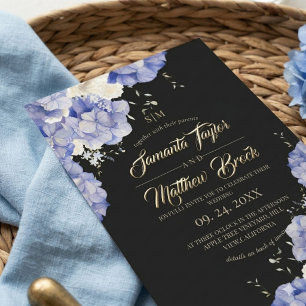 Elegant Dusty Blue Hydrangea Wedding Invitation