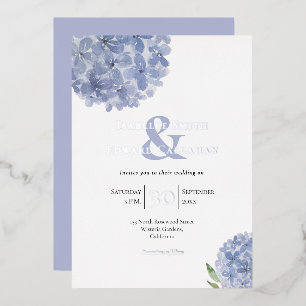 Elegant Dusty Blue Hydrangeas Floral Bouquets Foil