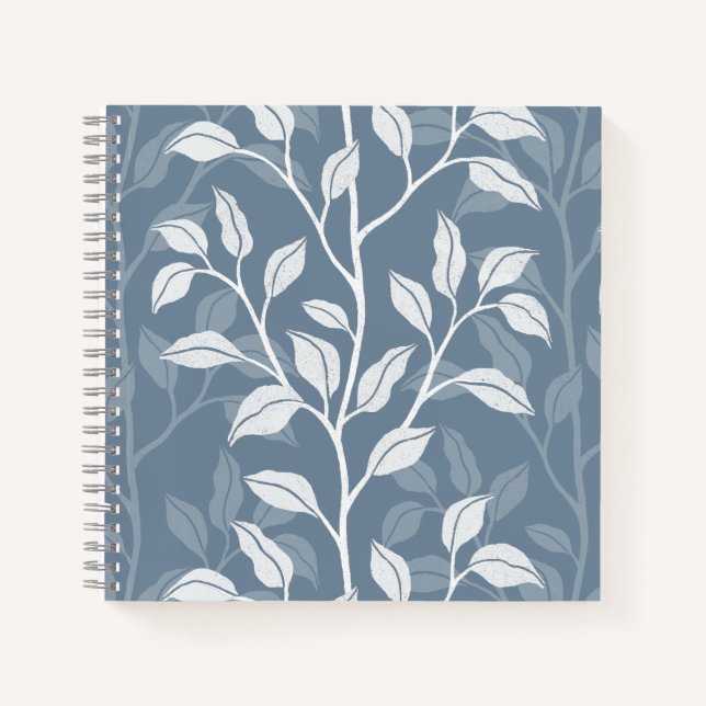 Elegant Dusty Blue Leaf Botanical Journal (Front)