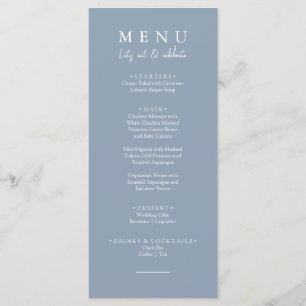Elegant Dusty Blue Let's Eat Calligraphy Wedding  Menu
