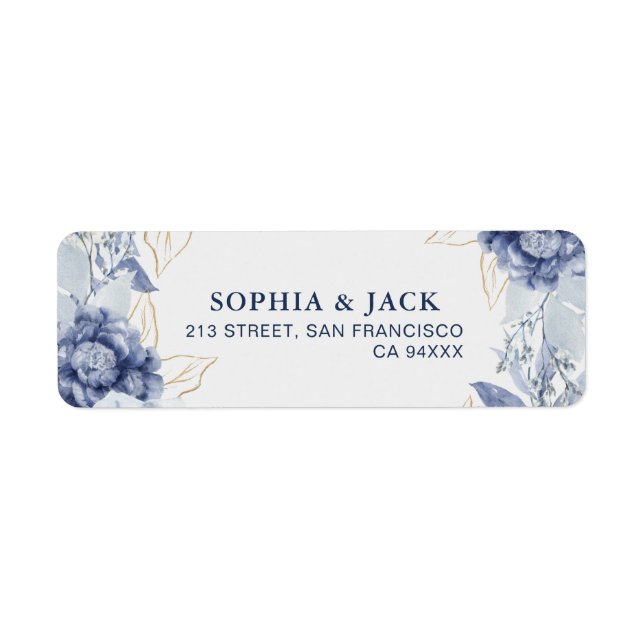 Elegant Dusty Blue & Light Blue Return Address  (Front)