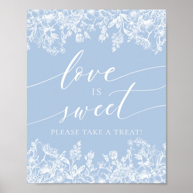 Elegant Dusty Blue Love is Sweet Treat Favour Sign (Front)