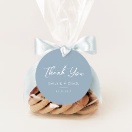 Elegant Dusty Blue Minimal Wedding Thank You Favour Tags