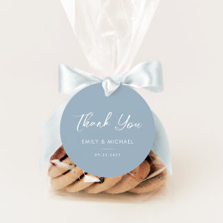 Elegant Dusty Blue Minimal Wedding Thank You Favour Tags