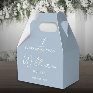 Elegant Dusty Blue Minimalist Confirmation Favour Box
