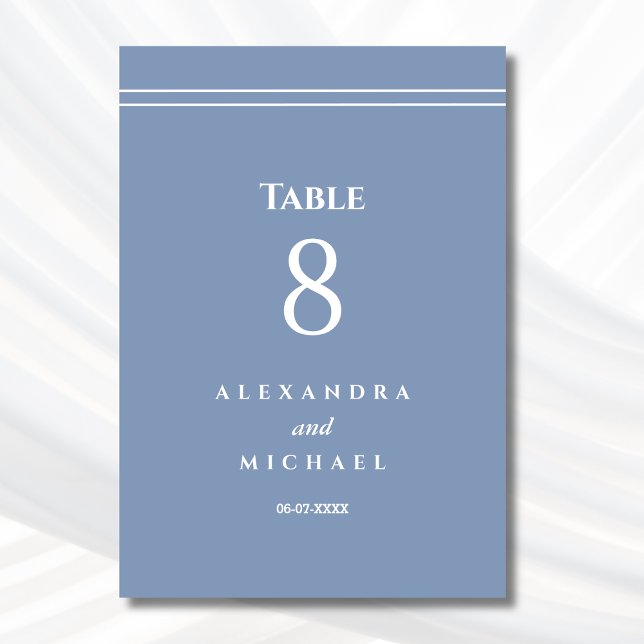 Elegant Dusty Blue Minimalist Modern Wedding  Table Number (Creator Uploaded)