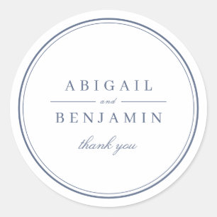 Elegant dusty blue minimalist wedding favour classic round sticker
