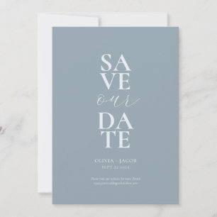 Elegant Dusty Blue Minimalist Wedding Save The Date