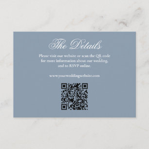 Elegant Dusty Blue Minimalist Wedding Website QR Enclosure Card