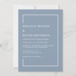 Elegant Dusty Blue Modern Wedding Invitation