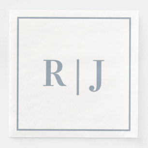 Elegant Dusty Blue Monogram Initials Wedding Napkin