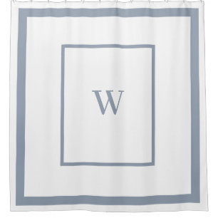 Elegant dusty blue Monogram Letter Shower Curtain