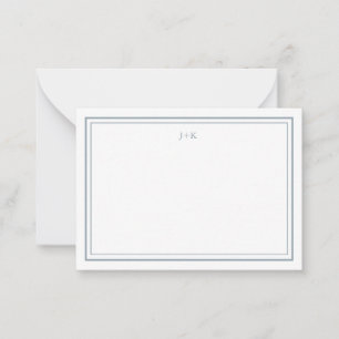 Elegant Dusty Blue Monogram Modern Calligraphy Card
