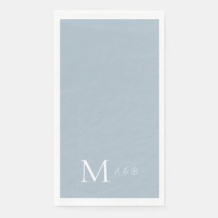 Elegant Dusty Blue Monogram Paper Guest Towels Napkin