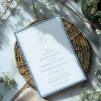 Elegant Dusty Blue Monogram Wedding Frame