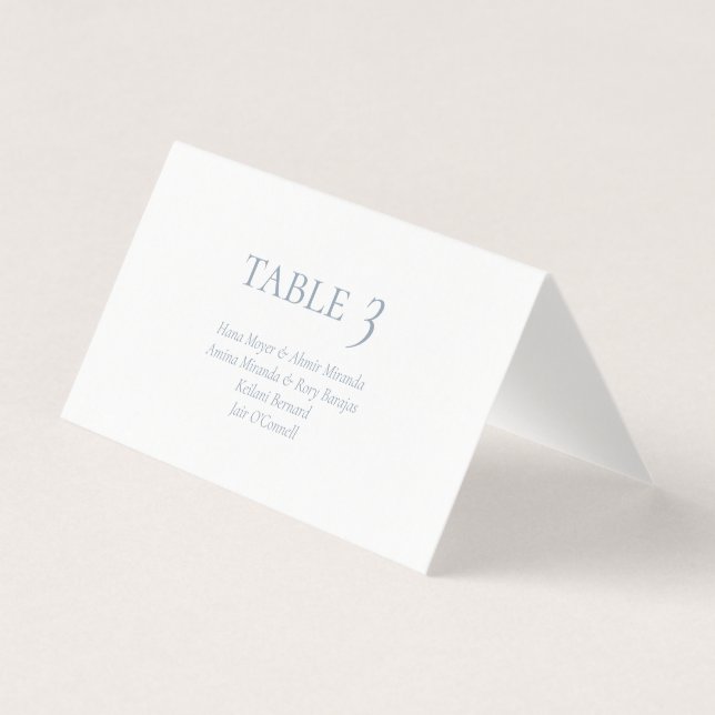 Elegant Dusty Blue Monogram Wedding Place Cards (Front)
