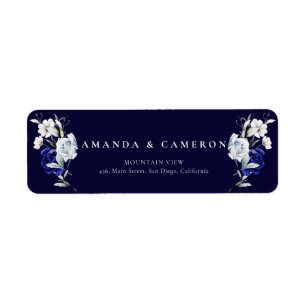 Elegant Dusty Blue Navy Floral Wedding Address