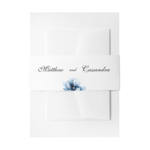 Elegant Dusty Blue Navy  Flowers Wedding  Invitation Belly Band