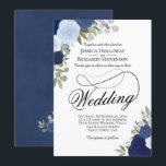 Elegant Dusty Blue & Navy Rustic Floral Wedding Invitation<br><div class="desc">This elegant wedding invitation features fancy script lettering surrounded by a bevy of hand painted watercolor roses in shades of dusty blue, navy, and indigo. The flowers are intermixed with sprigs of lavender, greenery, and eucalyptus leaves giving it a rustic garden feel. Beautiful and stylish way to invite your loved...</div>