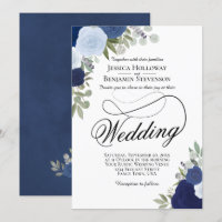 Elegant Dusty Blue & Navy Rustic Floral Wedding