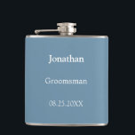 Elegant Dusty Blue Personalised Groomsman Flask<br><div class="desc">Elegant Dusty Blue Personalised Groomsman Flask,  please personalise the name and the wedding date,  using the online personalisation template before ordering. The flask may alternatively be personalised for other wedding attendant roles such as Best Man should you wish to do so,  by changing the relevant text accordingly before ordering.</div>