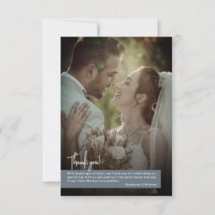 Elegant Dusty Blue Photo Banner Wedding Thank You Card