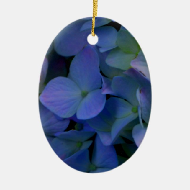 Elegant dusty blue purple floral ceramic tree decoration (Front)