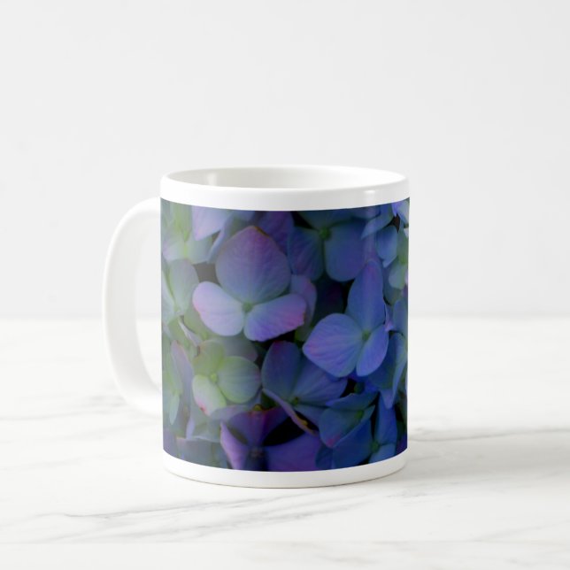 Elegant dusty blue purple floral coffee mug (Front Left)