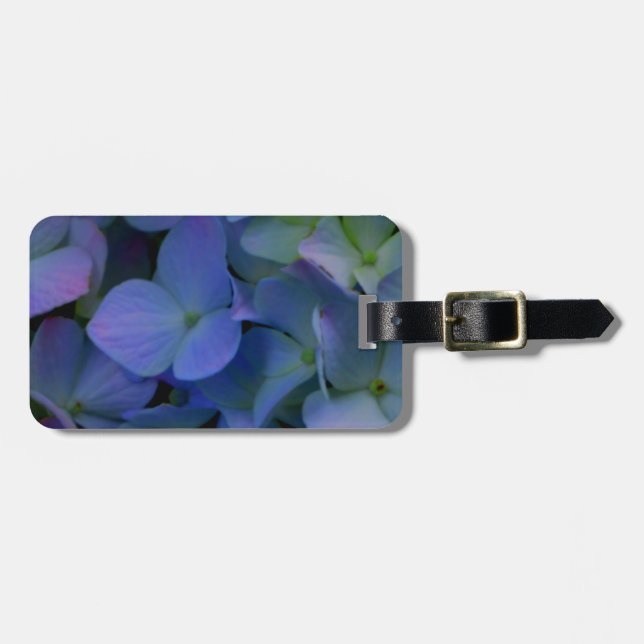 Elegant dusty blue purple floral luggage tag (Front Horizontal)