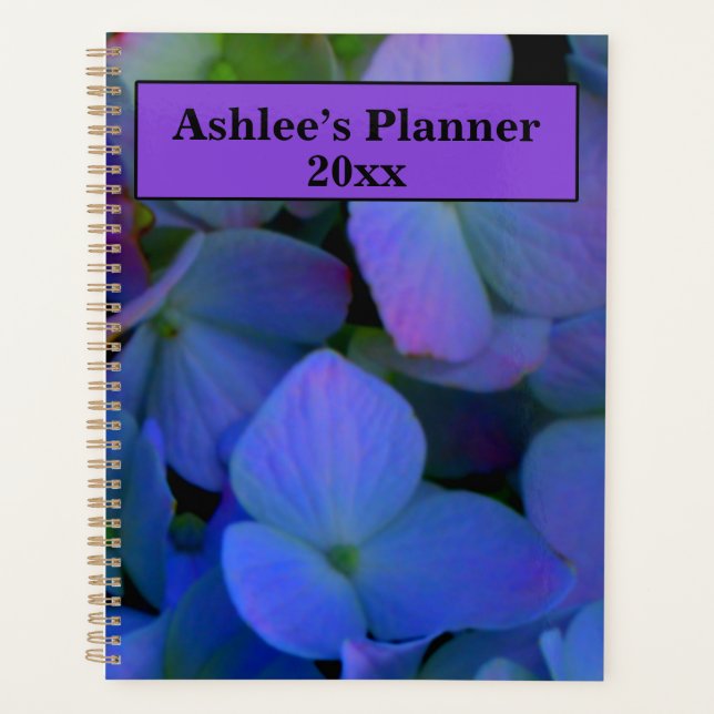 Elegant dusty blue purple floral planner (Front)