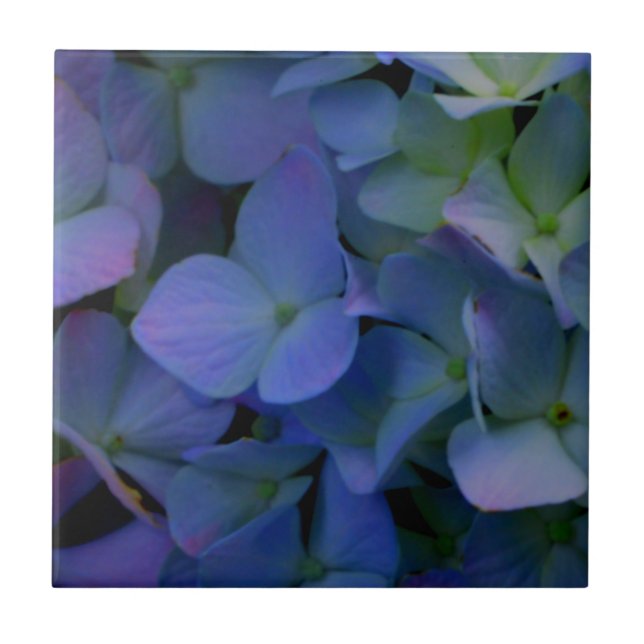 Elegant dusty blue purple floral tile (Front)
