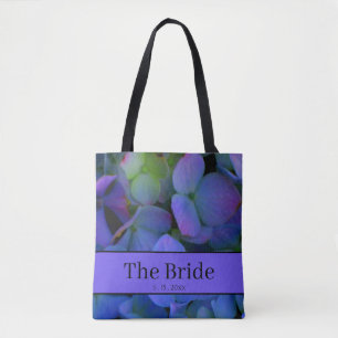 Elegant dusty blue purple floral tote bag
