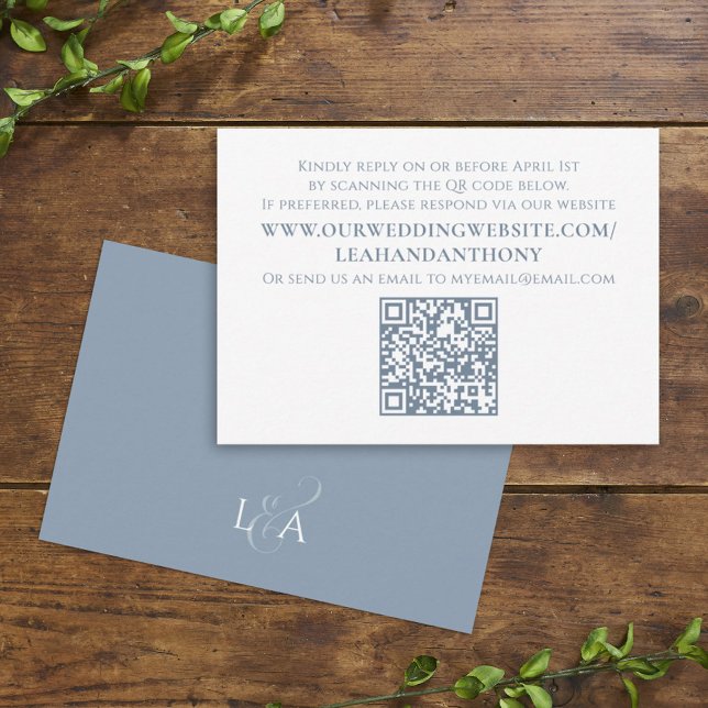 Elegant Dusty Blue QR Code Minimal Enclosure Card  (Creator Uploaded)