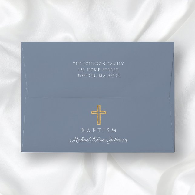 Elegant Dusty Blue Religious Cross Boy Baptism Envelope (Elegant Dusty Blue Religious Cross Boy Baptism Envelope)