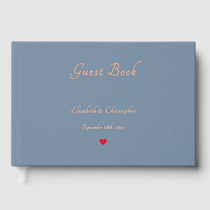 Elegant Dusty Blue Rose Gold Weddings Anniversary Guest Book
