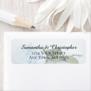 Elegant Dusty Blue Rose Wedding Return Address