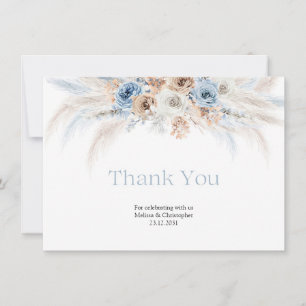 Elegant dusty blue roses dried flowers arch thank you card