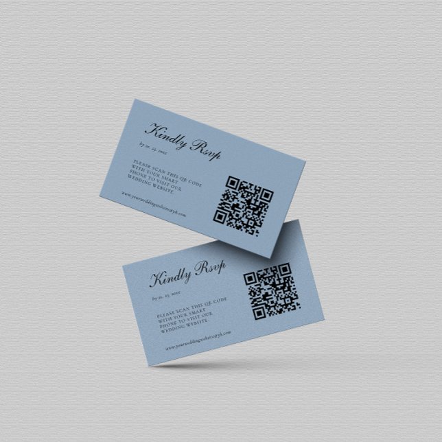Elegant Dusty Blue RSVP QR Code Wedding Enclosure Card (Creator Uploaded)