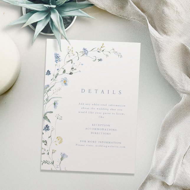 Elegant Dusty Blue Rustic Boho Wedding Details Enclosure Card (Elegant Dusty Blue Rustic Boho Wedding Details Enclosure Card)