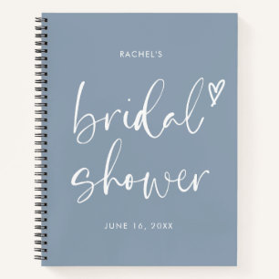 Elegant Dusty Blue Script Bridal Shower Gift List  Notebook