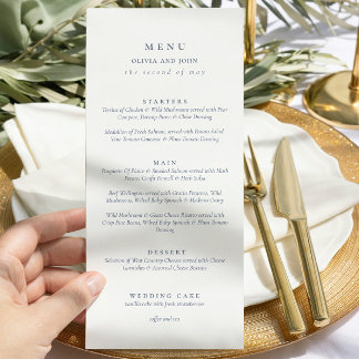 Elegant dusty Blue Script Double Side Wedding  Menu