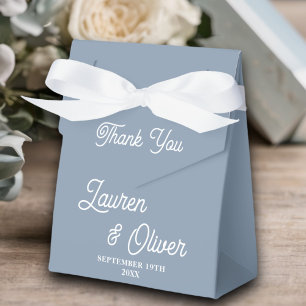 Elegant Dusty Blue Script Minimalist Wedding Favour Box