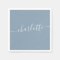 Elegant Dusty Blue Script Modern Name Personalised