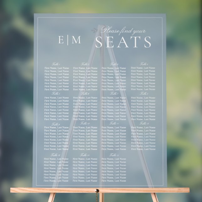 Elegant Dusty Blue Script Monogram Wedding Seat Acrylic Sign (Neutral)