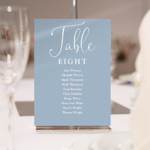 Elegant Dusty Blue Seating Chart Table Number