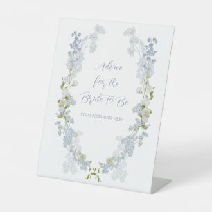Elegant Dusty Blue Shower Advice To The Bride Pedestal Sign