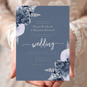 Elegant Dusty Blue Silver Floral Wedding
