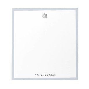 Elegant dusty blue silver personalized Stationery Notepad