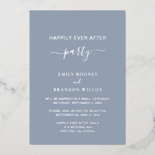 Elegant Dusty Blue Silver Simple Wedding Reception